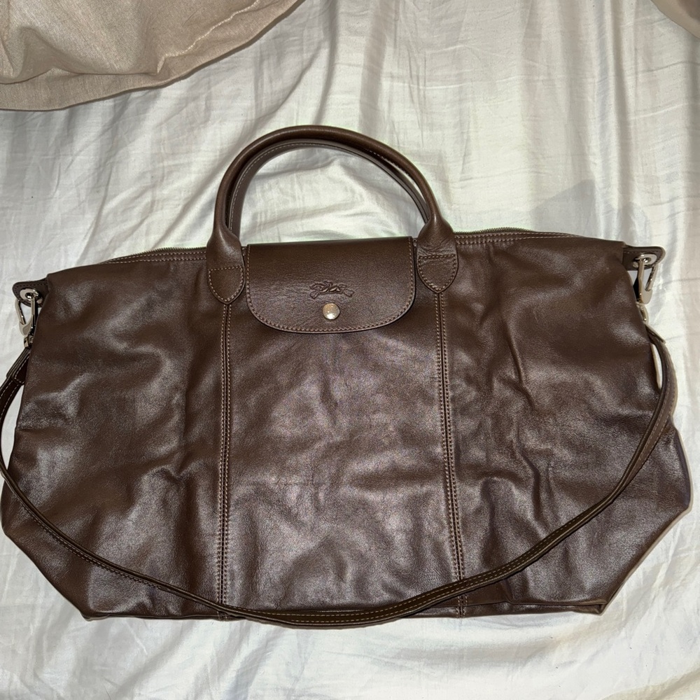 Longchamp Chocolate Brown Leather Tote